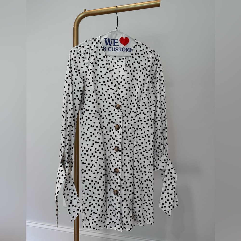 ASOS black and white mini polka dot dress